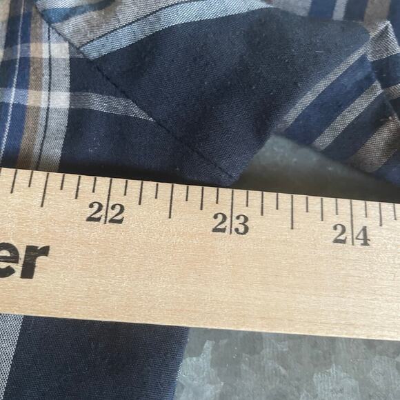 Plains Western Wear Pearl Snap Button Shirt Mens Medium Blue Plaid Vintage 90s - Picture 6 of 7